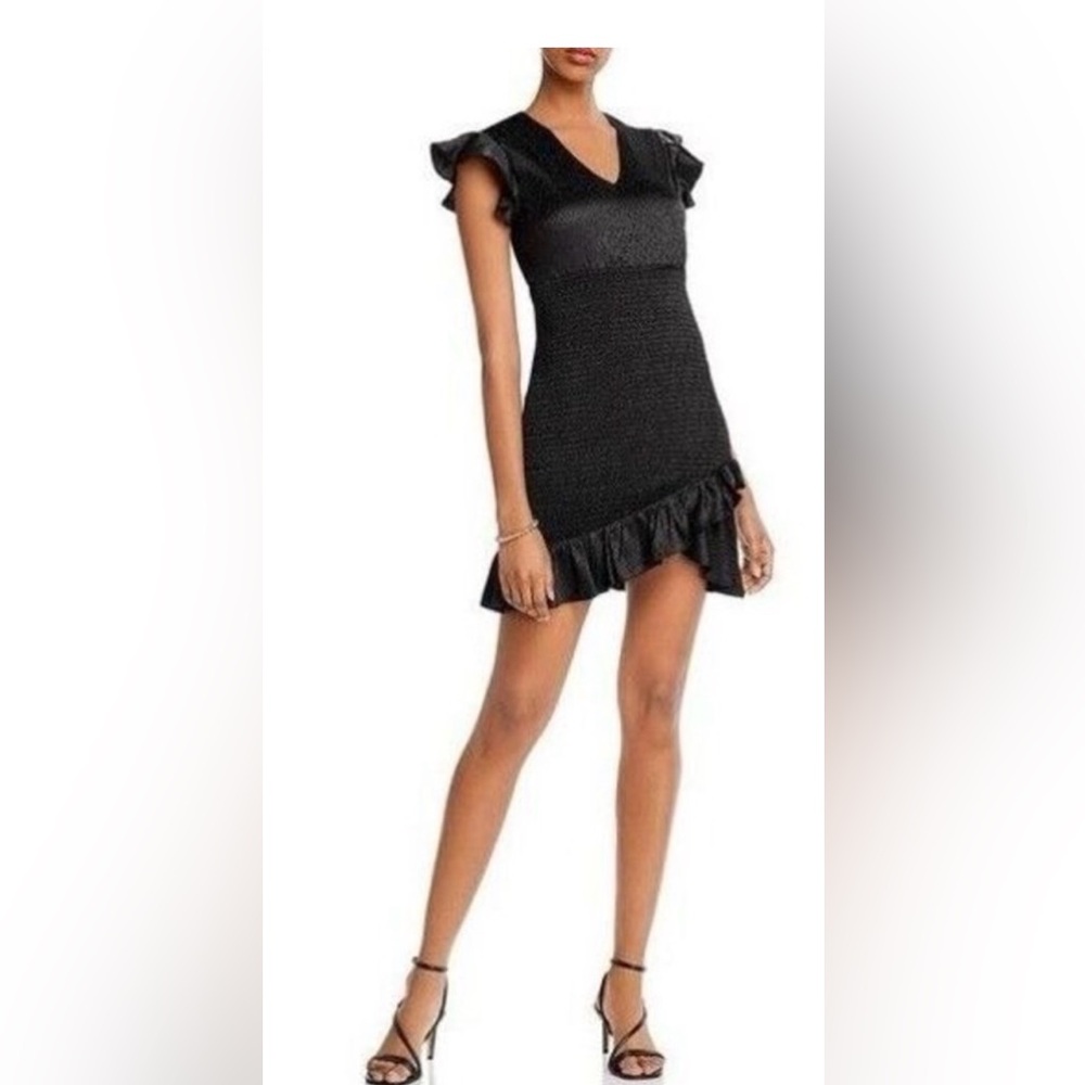Aqua Black Ruffle Mini Dress
